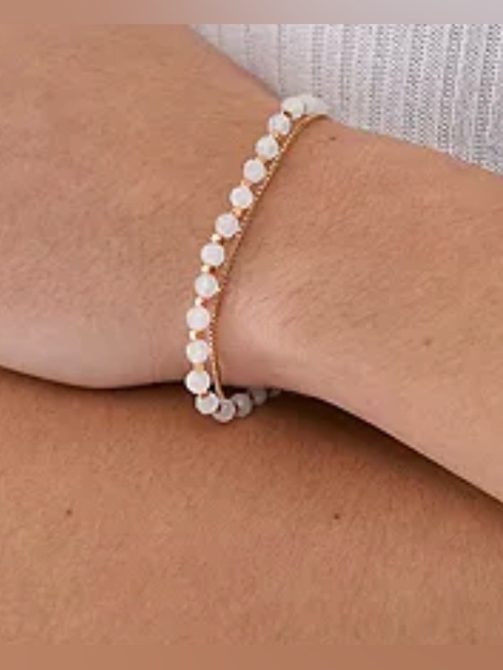 Fossil All Stacked Up Rose Quartz Chain Beaded Bracelet JF04444791 party office